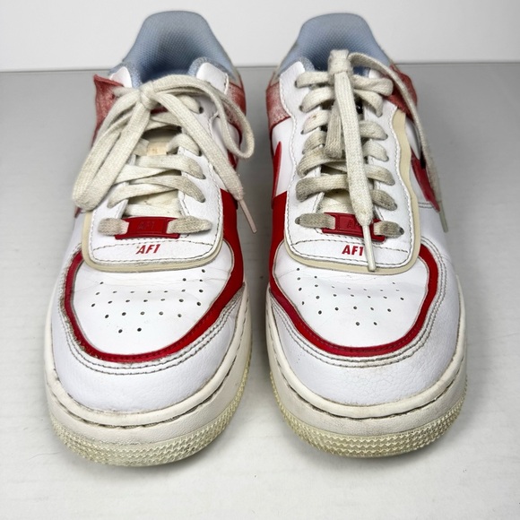Nike Air Force 1 Shadow 'Cracked Leather' Basketball Sneaker Red/White/Blue W 8 - Picture 6 of 10